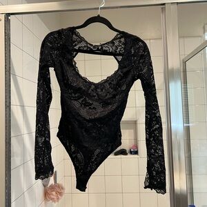 Free People Black Lace Bodysuit